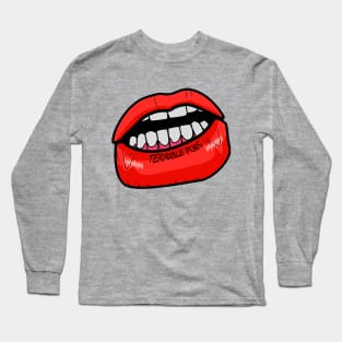 terrible puns lip tattoo Long Sleeve T-Shirt